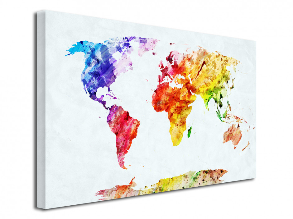 Cadre deco moderne carte du monde coloré