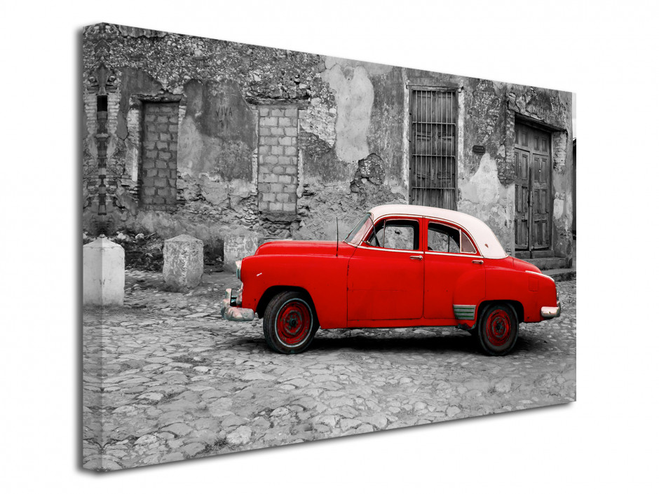 Tableau toile urbain déco VOITURE ROUGE