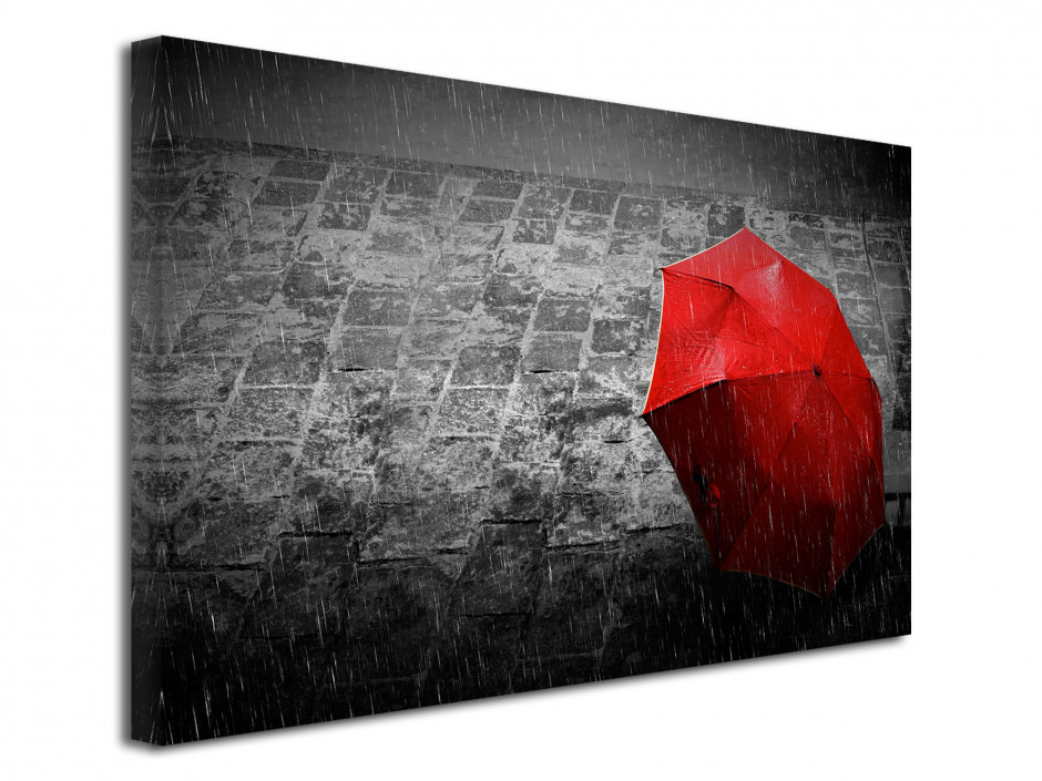 Tableau toile noir et blanc PARAPLUIE ROUGE