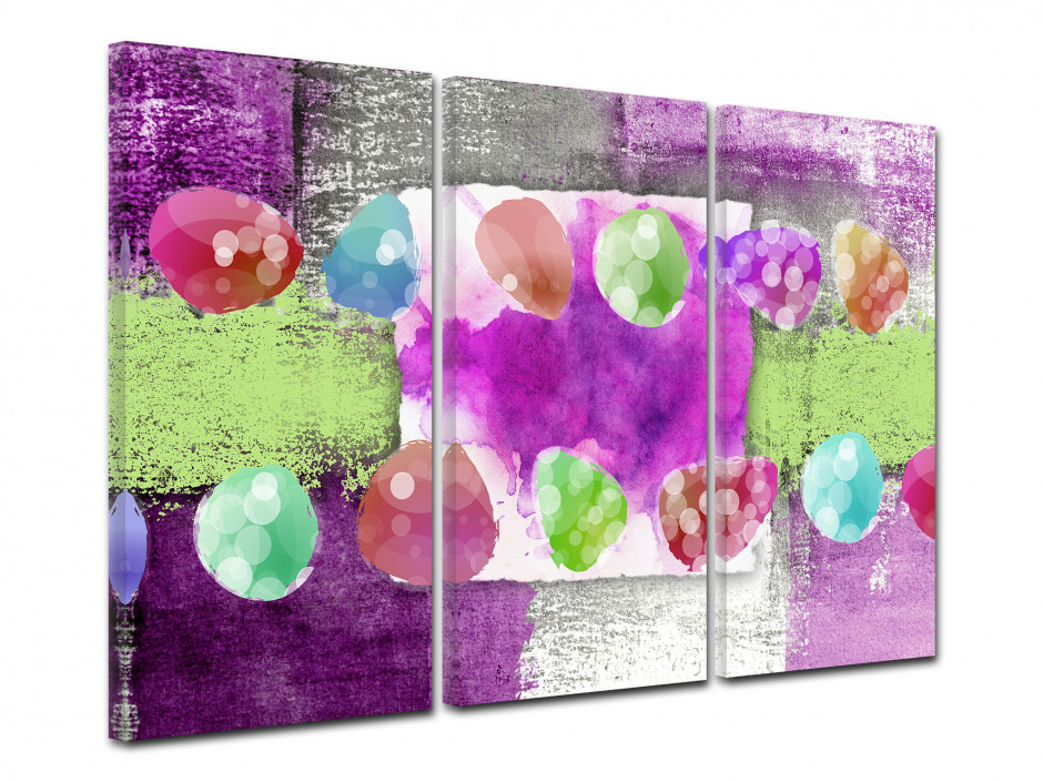 Tableau toile triptyque moderne GOUTTES COLORÉES