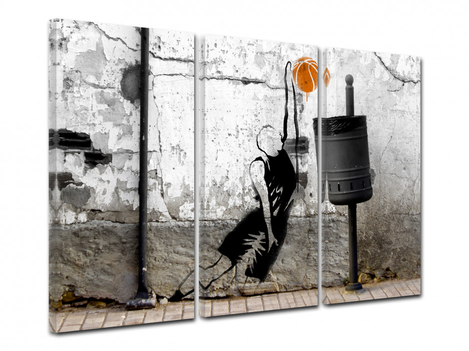 Tableau toile triptyque déco GRAFF BASKETTEUR