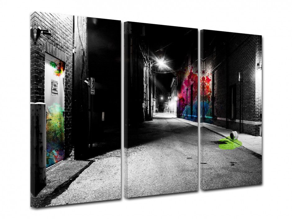 Tableau toile triptyque moderne ART DE RUE BY NIGHT