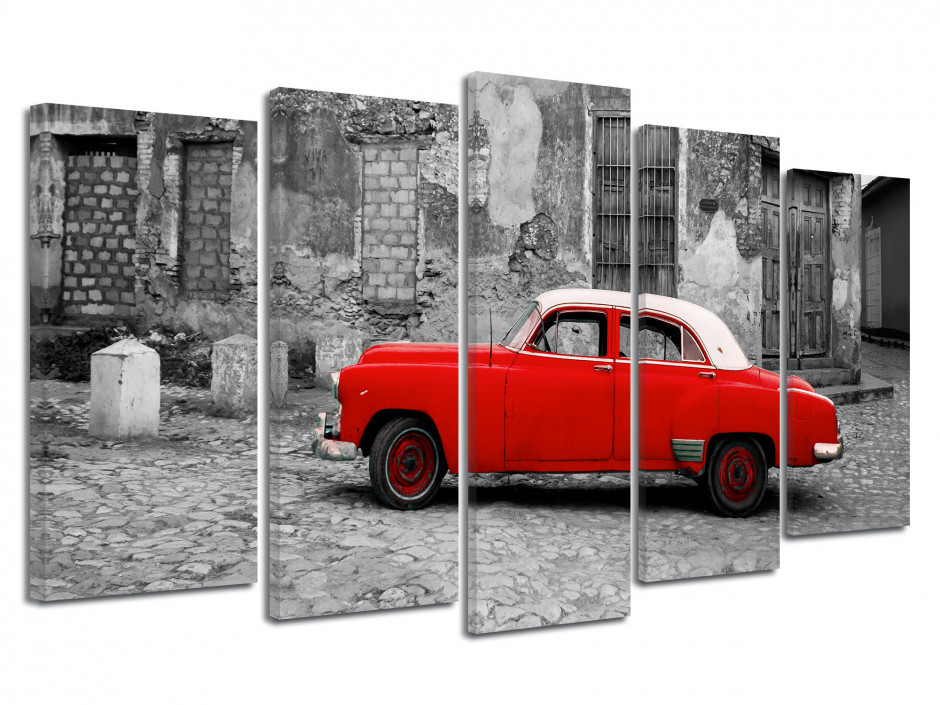 Tableau toile photo VOITURE ROUGE VINTAGE