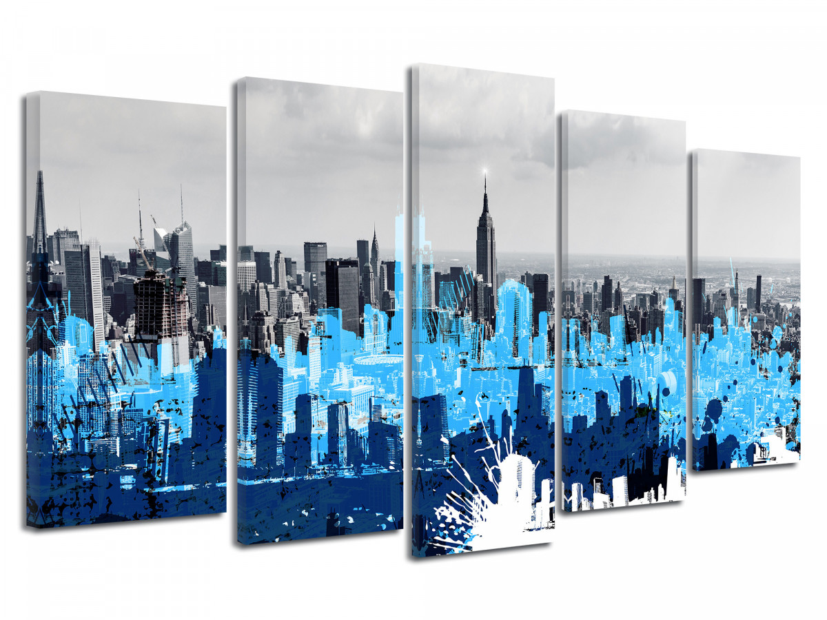 NEW YORK-NY-01-5T02 150x80cm Kit 5 TOILES IMPRIMEE TABLEAU TOILE DECO 