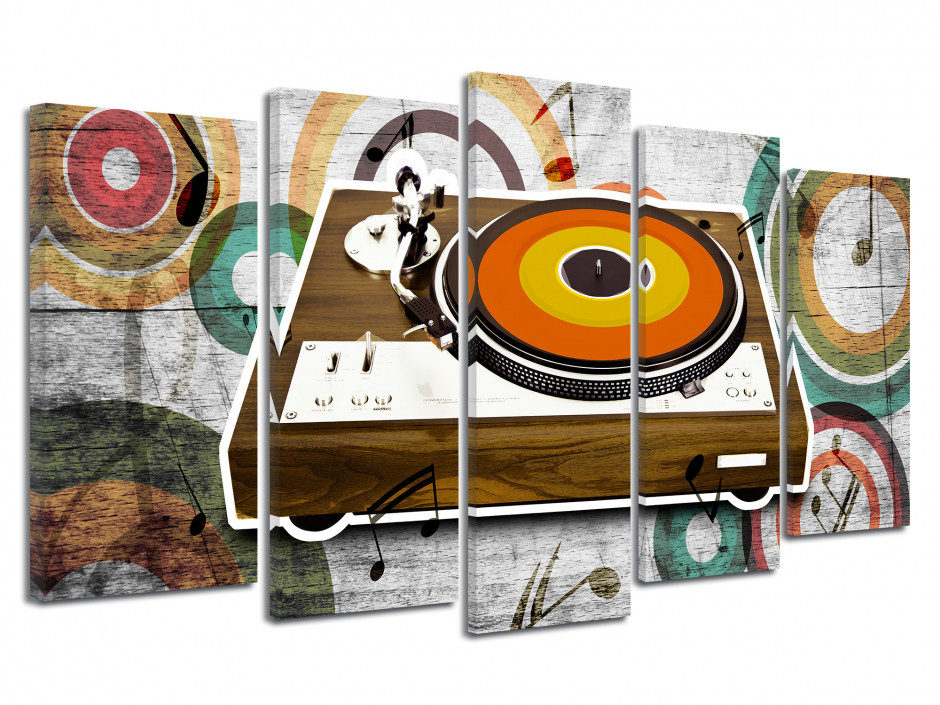 Tableau toile vintage TOURNE DISQUE