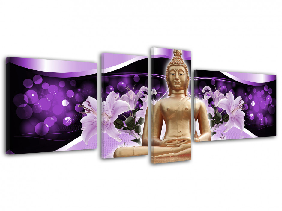 Tableau toile esprit zen deco VIOLET BOUDDHA