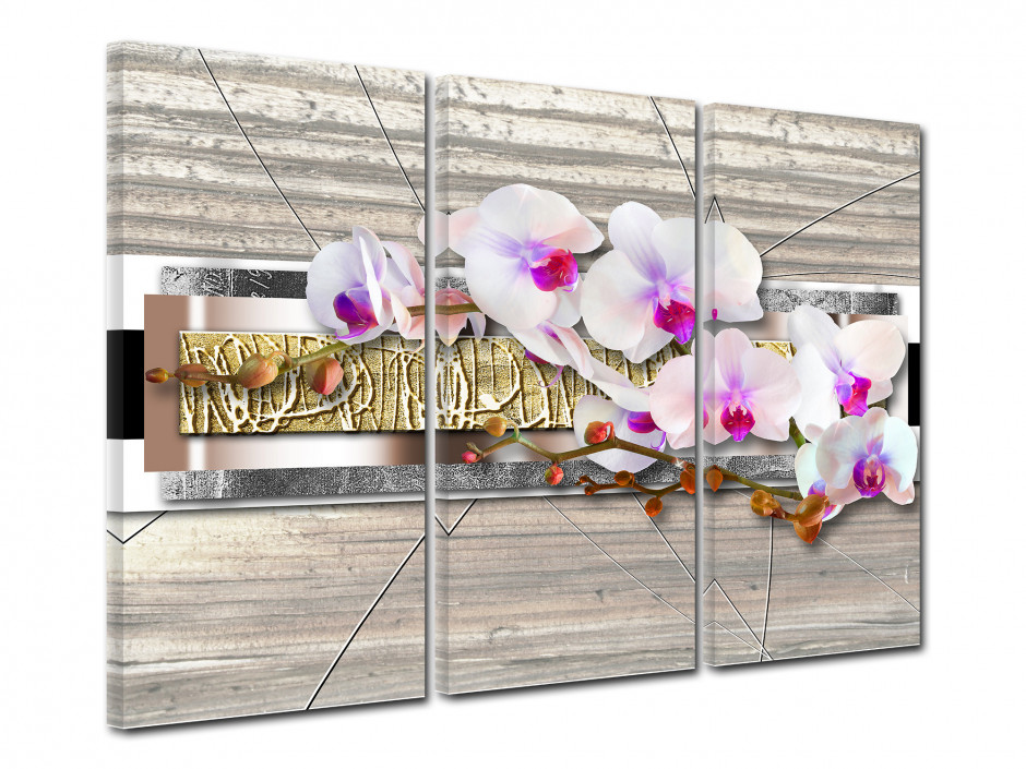 Tableau toile triptyque zen ORCHIDÉES BLANCHES