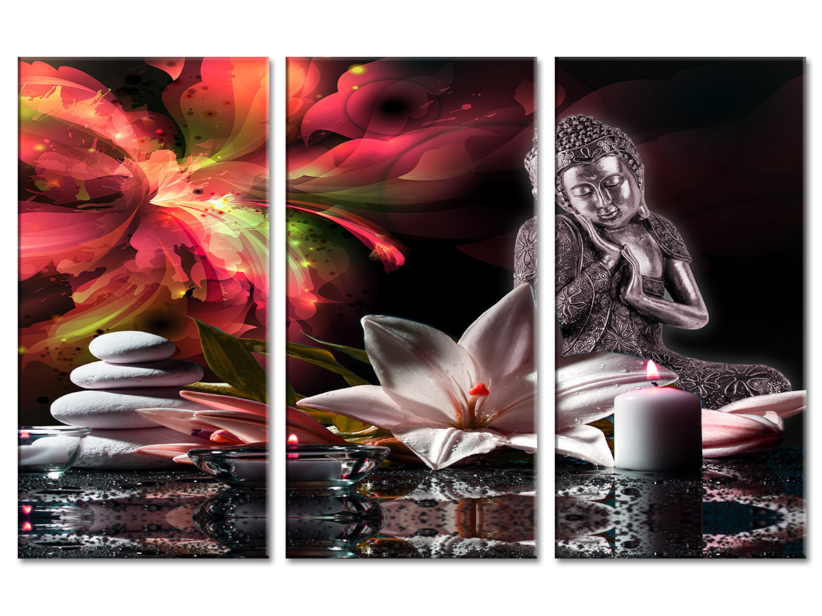 Tableau toile ambiance zen déco bouddha et fleurs sur Declina