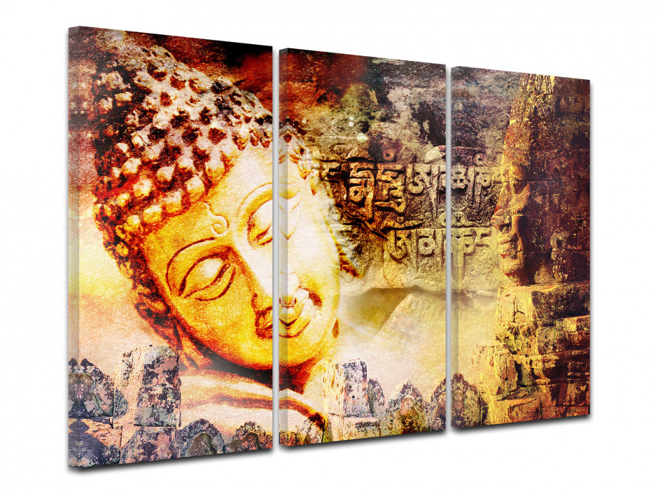 Tableau toile triptyque TEMPLE BOUDDHA