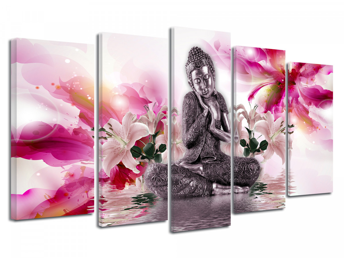 Tableau Bouddha avec Fleurs