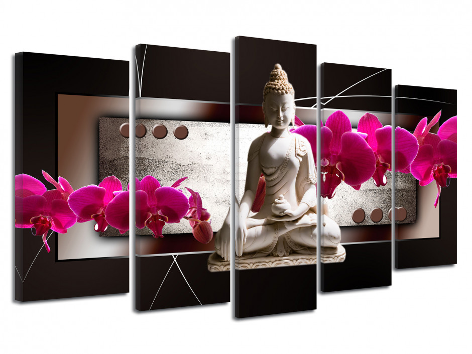 Tableau Toile Zen Bouddha Et Orchidées