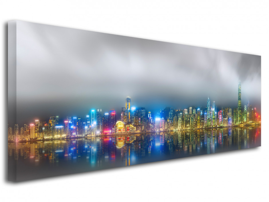 Tableau toile deco Hong Kong de nuit