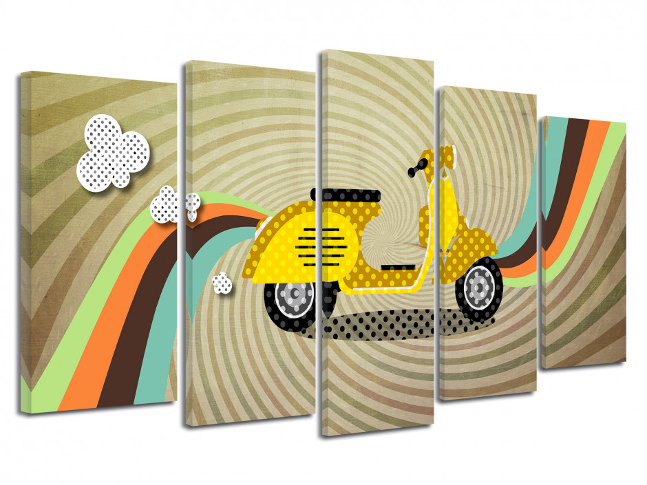 Tableau design 5 panneaux Vespa